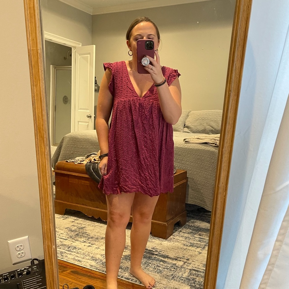 Maroon eyelet romper